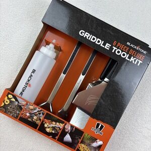 NEW BLACKSTONE 6 Piece Deluxe Griddle Toolkit Grill Spatulas Bottle Tongs Set